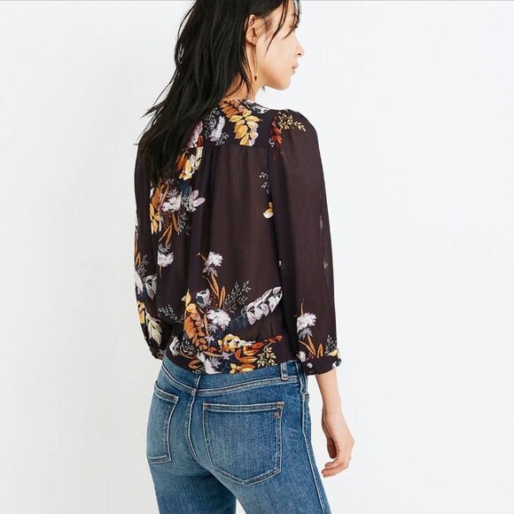 Madewell Wrap Front Top in Blooming Oasis Plum Womens Size Medium - Picture 2 of 14